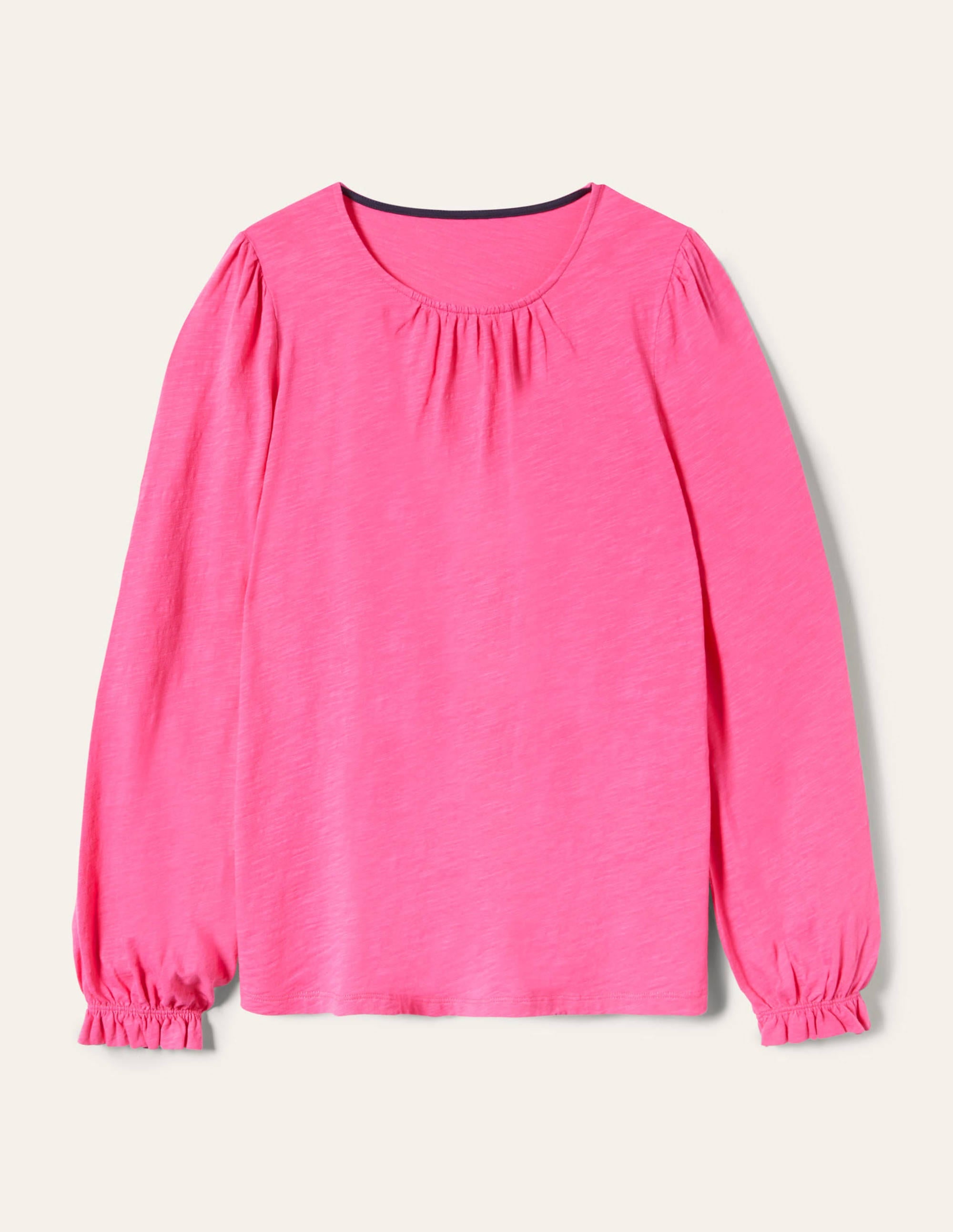 Blouson Cotton Crew Neck Top-Festival Pink - Image 5