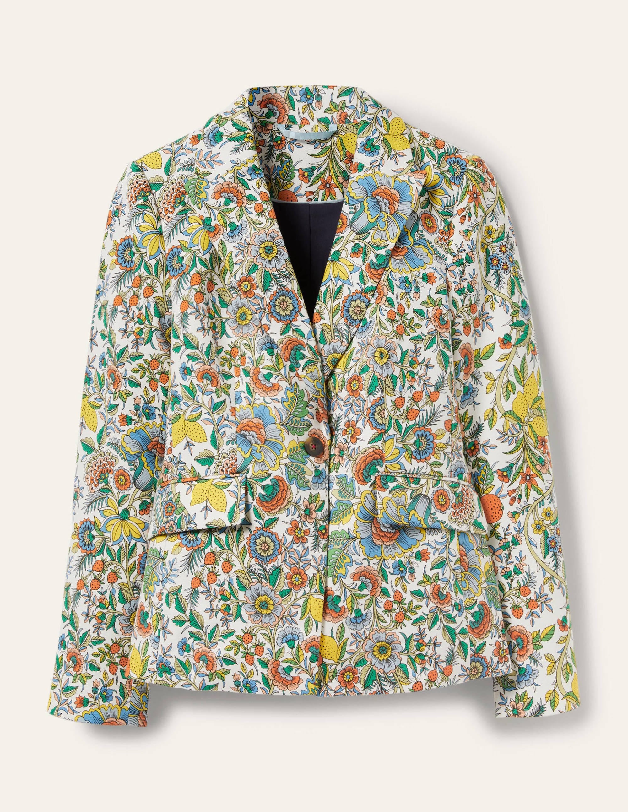 Carrie Textured Cotton Blazer-Ivory/Lemon Tropic Meadow - Image 7