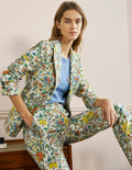 Carrie Textured Cotton Blazer-Ivory/Lemon Tropic Meadow