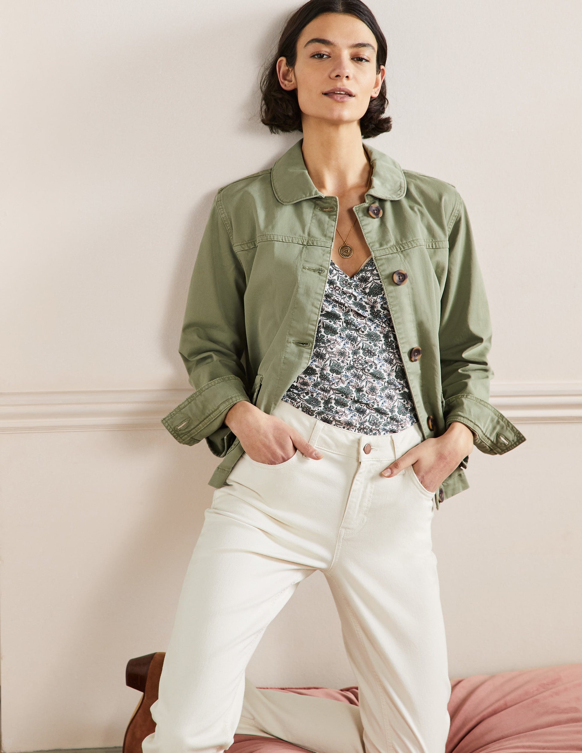 Patch Pocket Chore Jacket-Rainforest Green-1