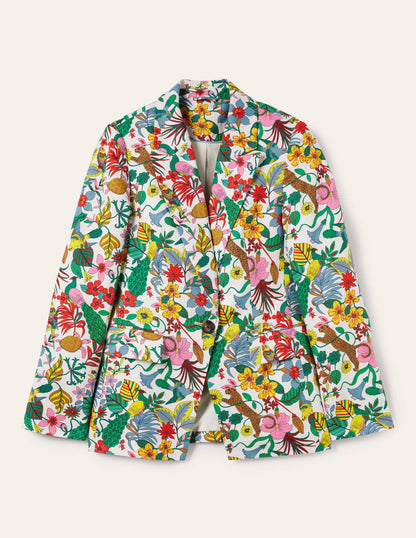 Thea Taillierter Leinenblazer-Bunt, Exotisches Paradies