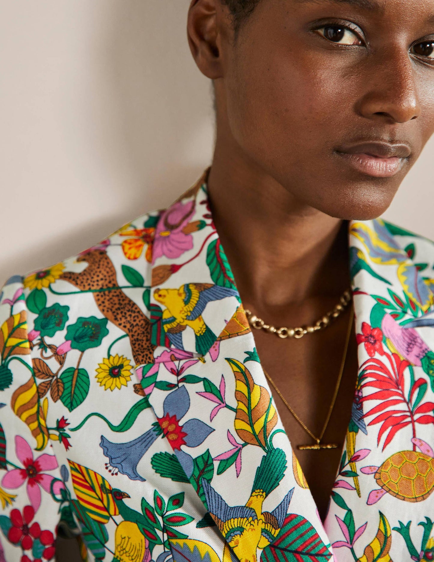 Thea Taillierter Leinenblazer-Bunt, Exotisches Paradies