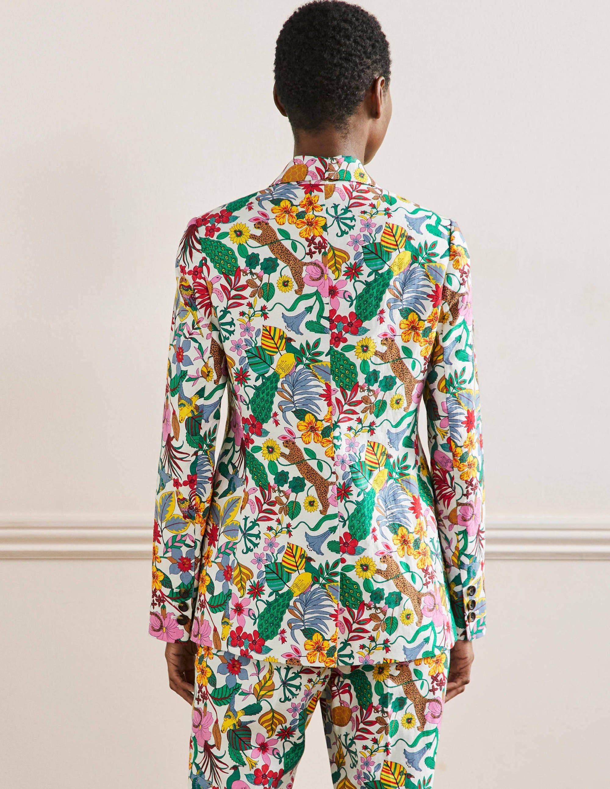 Blazer ajusté Thea en lin-Multi, motif Exotic Paradise - Image 3