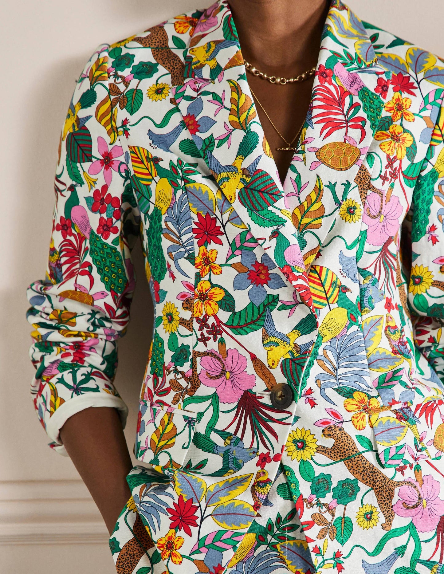 Thea Taillierter Leinenblazer-Bunt, Exotisches Paradies