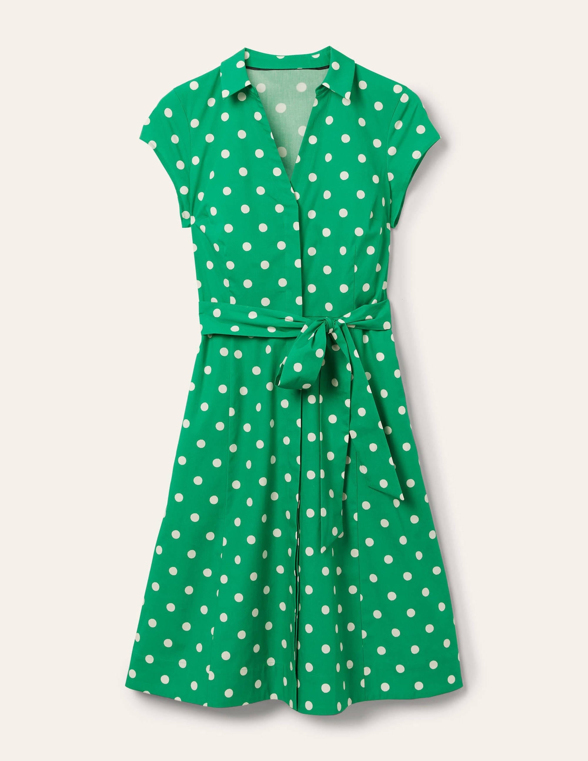 Short Sleeve Shirt Dress-Green, Regular Dot - Image 6