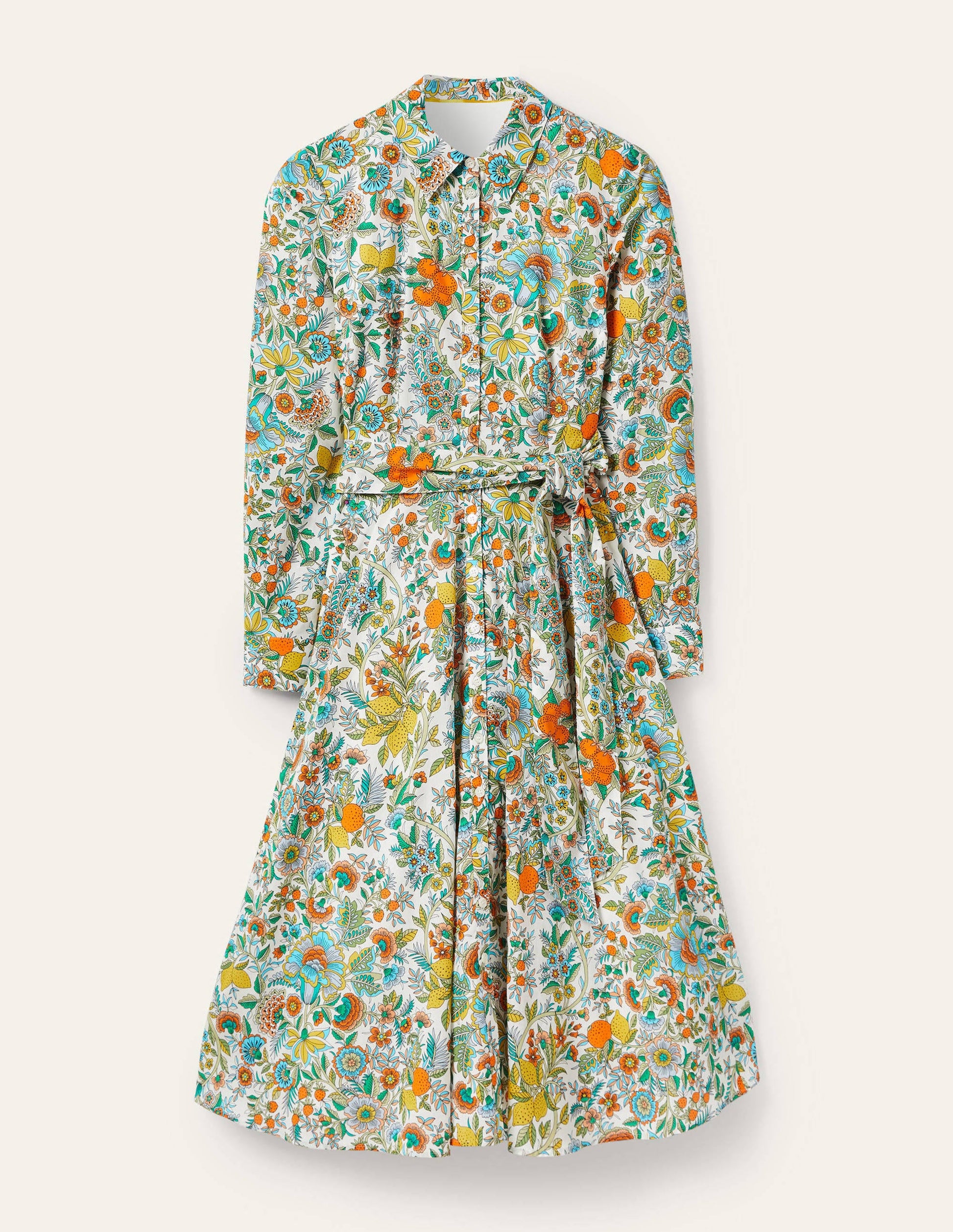 Kitty Midi-Hemdblusenkleid-Naturweiß, Rauchgelb-6