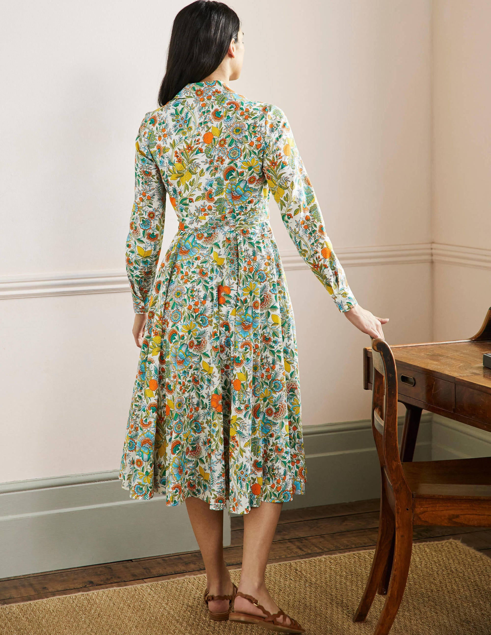 Kitty Midi-Hemdblusenkleid-Naturweiß, Rauchgelb - Image 3