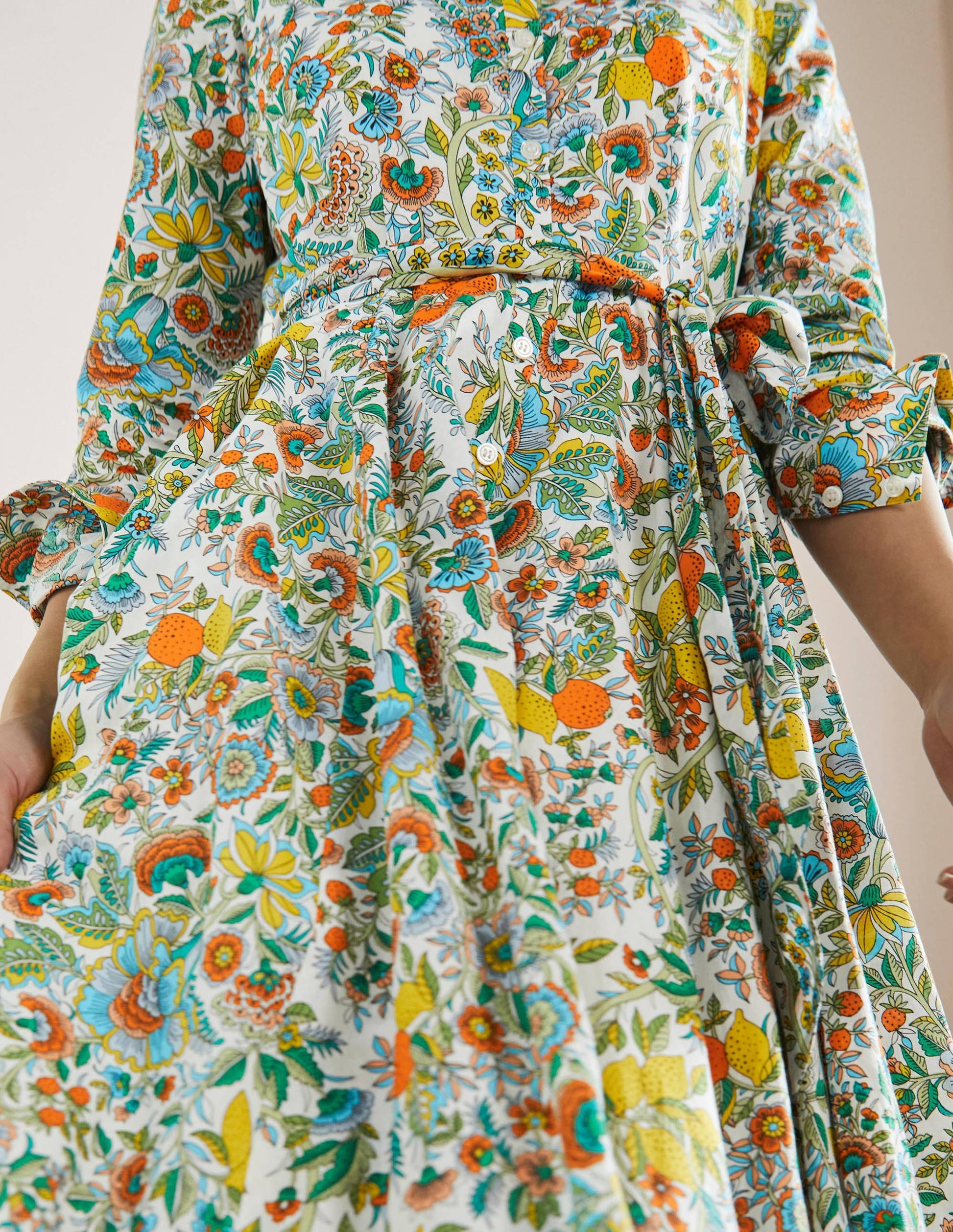 Kitty Midi-Hemdblusenkleid-Naturweiß, Rauchgelb-5