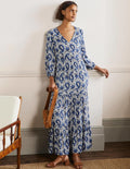 Blouson Sleeve Maxi Dress-Hyacinth, Enchanting Paisley