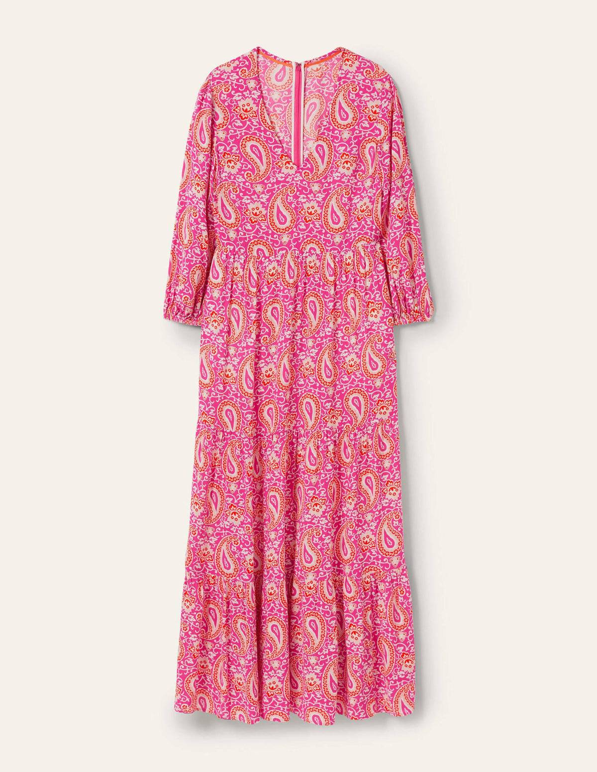 Maxikleid mit Blousonärmeln-Knalliges Stiefmütterchen, Bezauberndes Paisleymuster - Image 5