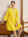 Robe décontractée en lin à volant-Citron pétillant