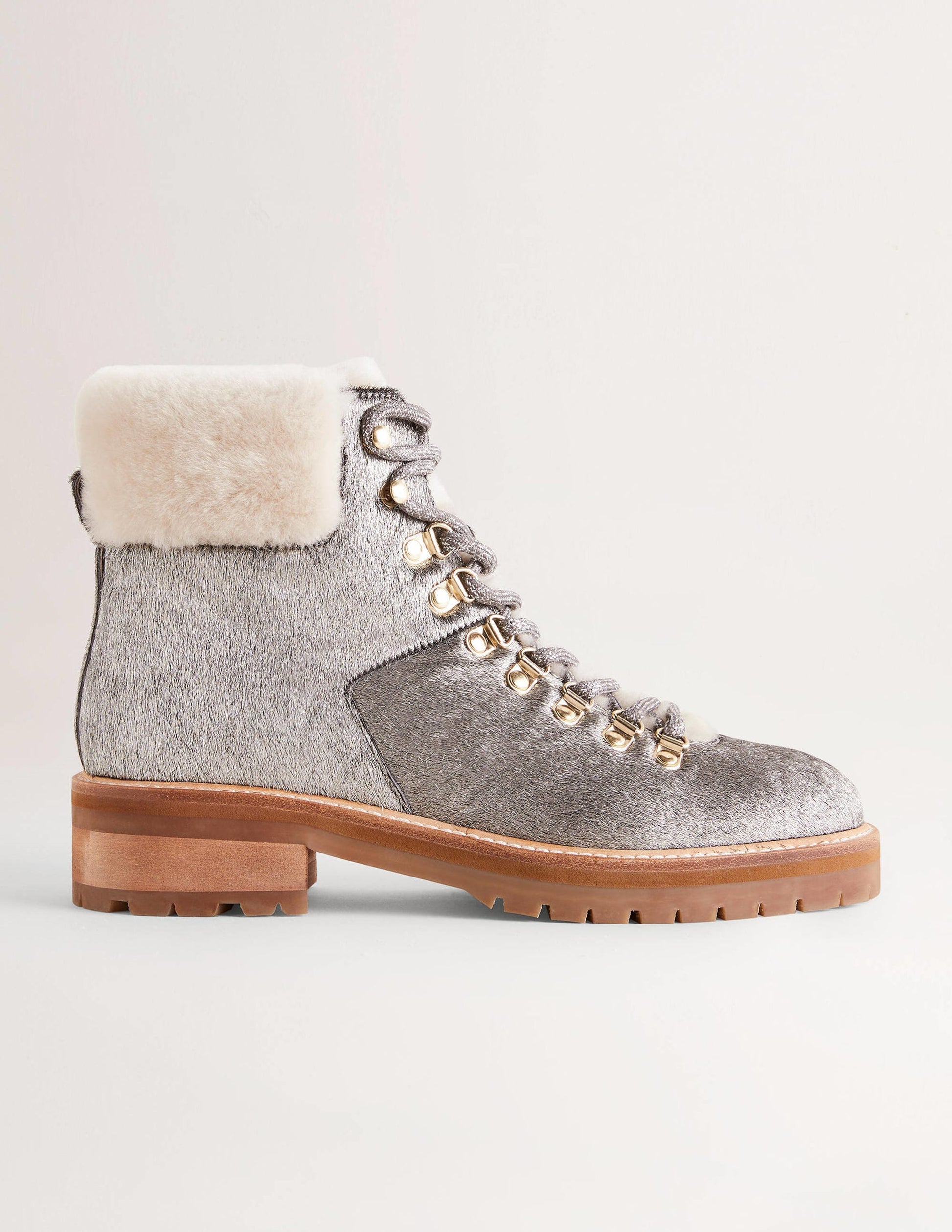 Wanderstiefel zum Schnüren-Silber-1