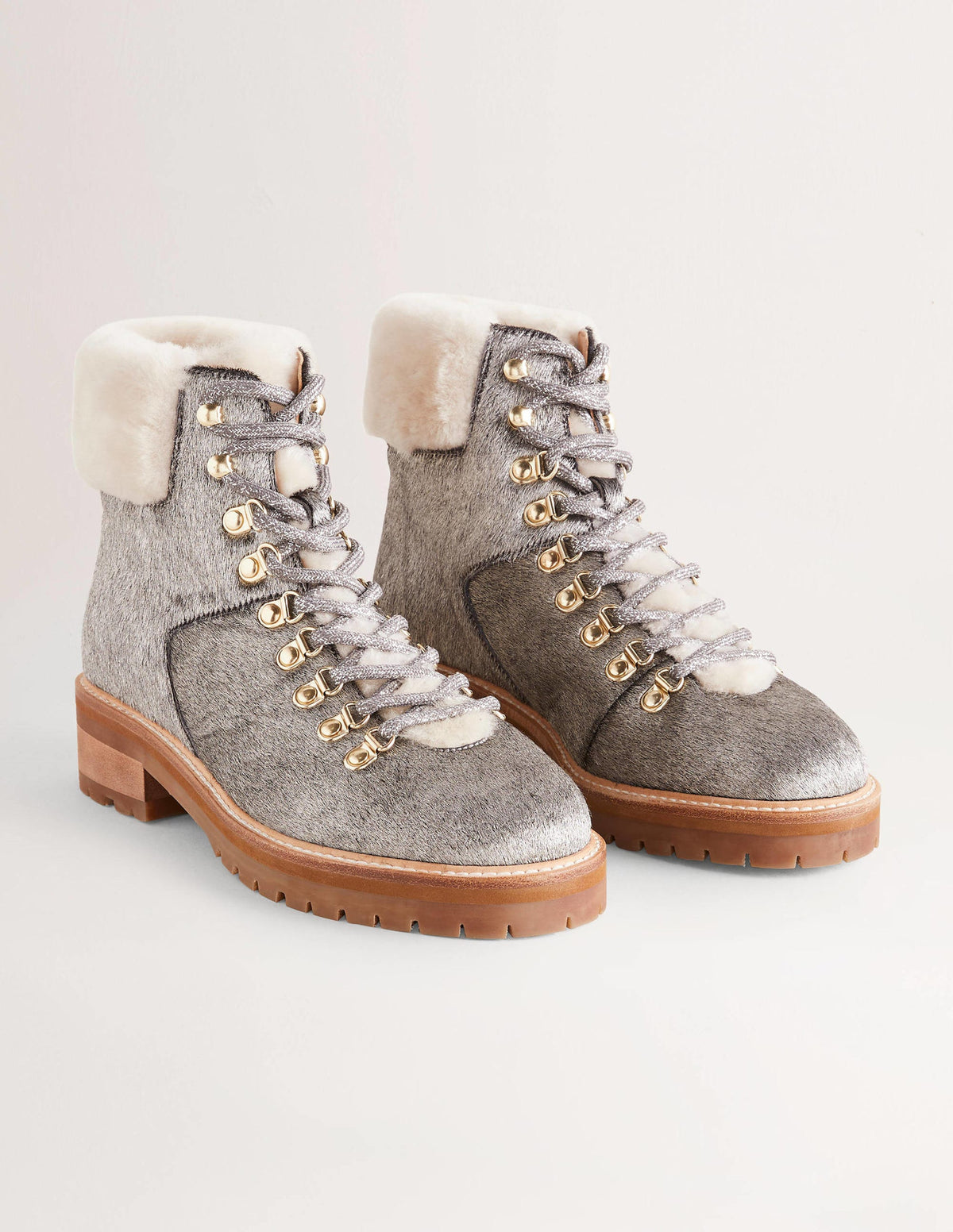 Wanderstiefel zum Schnüren-Silber-2
