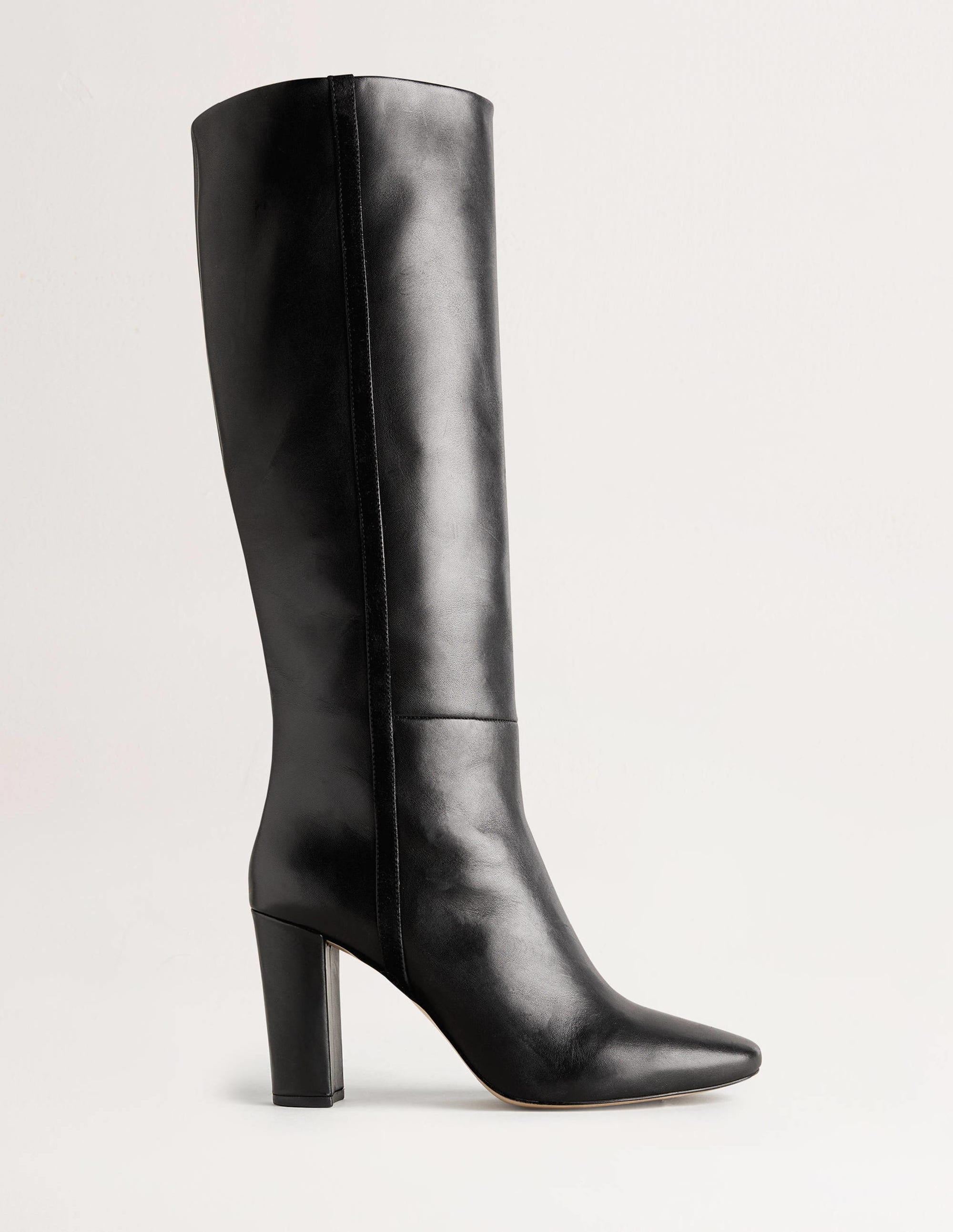 Bottes hauteur genou en cuir-Noir - Image 1
