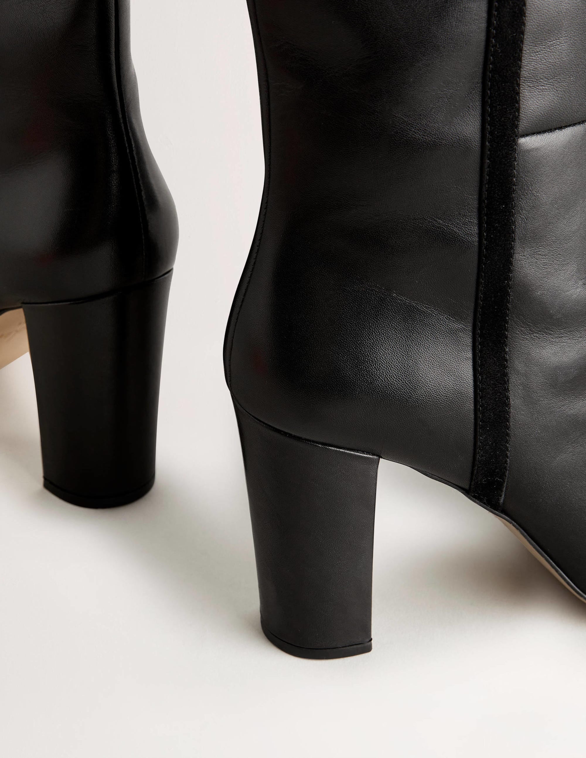 Bottes hauteur genou en cuir-Noir - Image 3