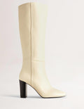 Bottes hauteur genou en cuir-Blanc cassé