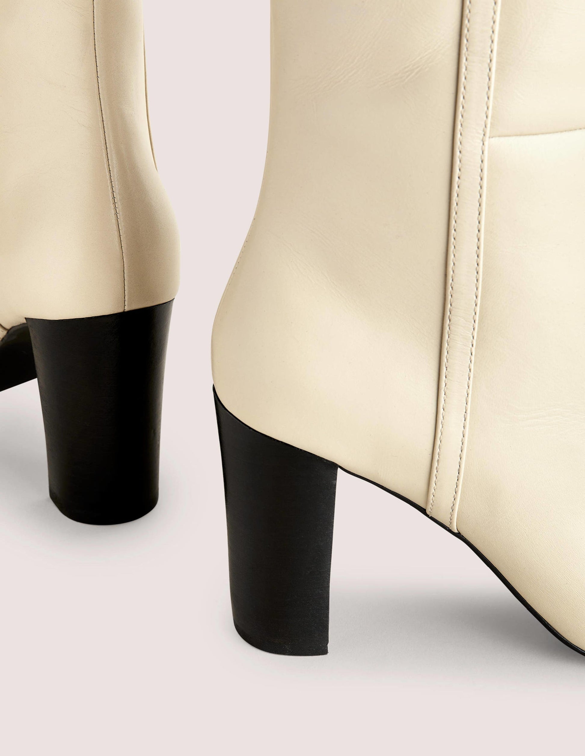 Bottes hauteur genou en cuir-Blanc cassé-3