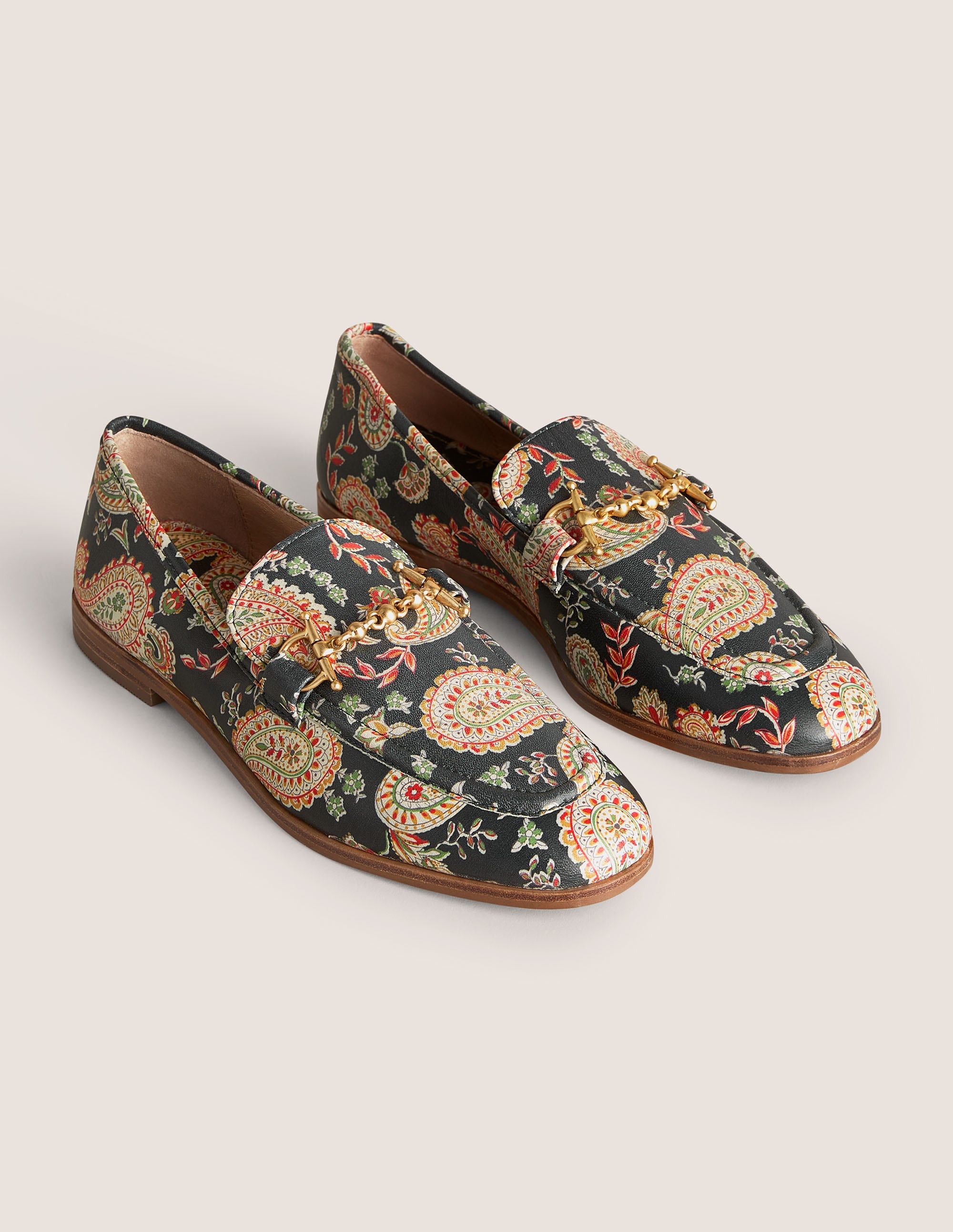 Snaffle Detail Leather Loafers-Black, Paisley - Image 2