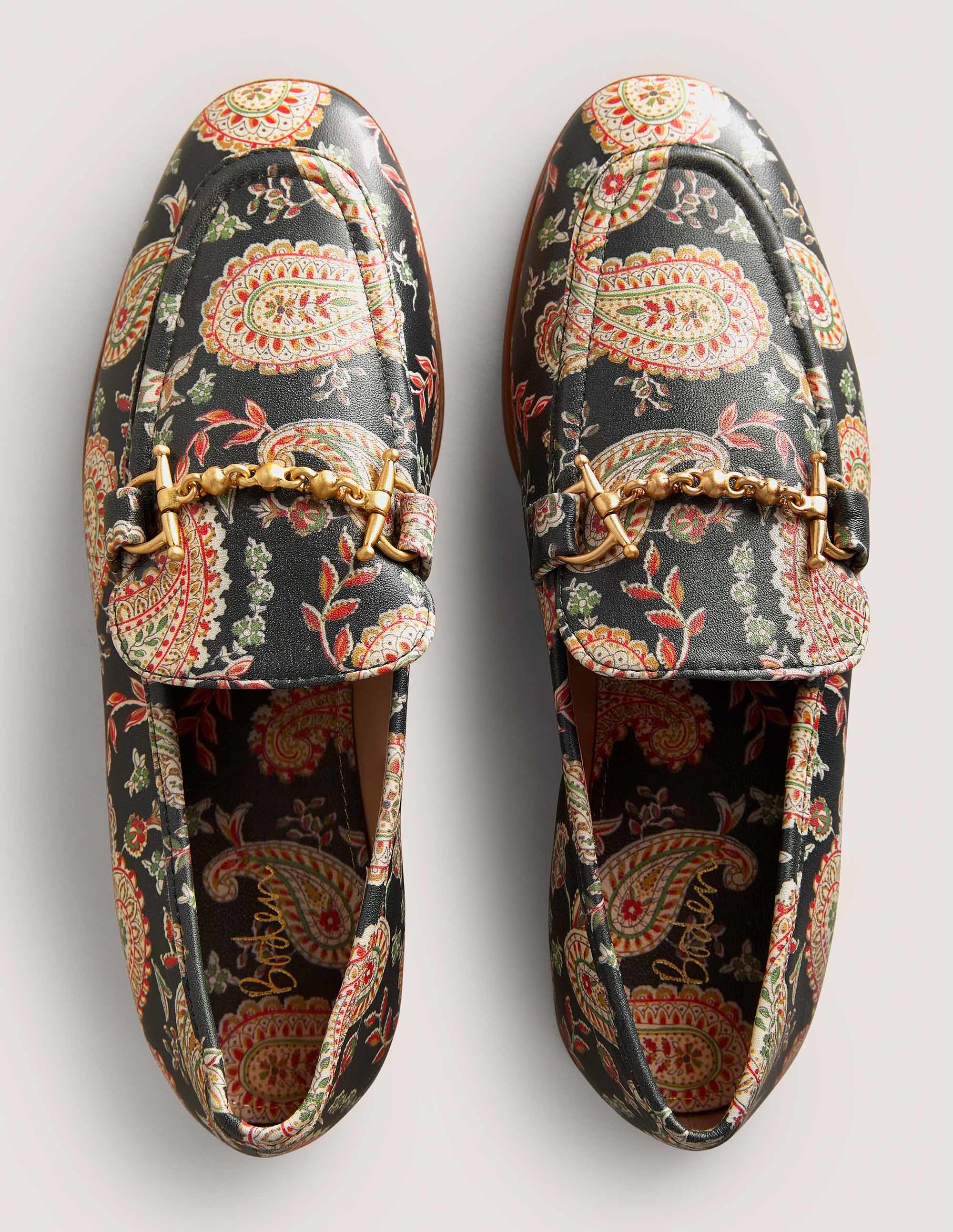 Snaffle Detail Leather Loafers-Black, Paisley - Image 4