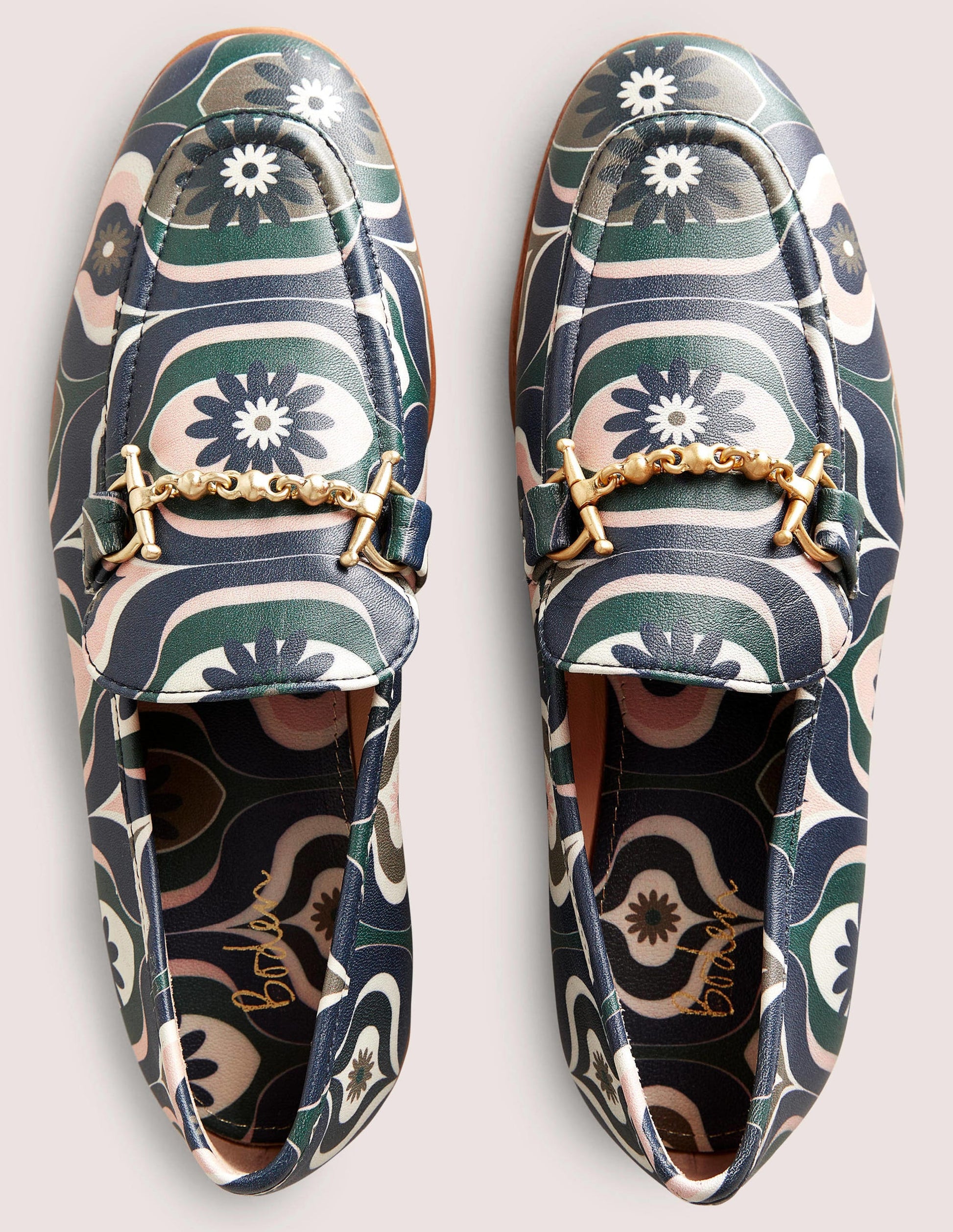 Snaffle Detail Leather Loafers-Multi, Geo Swirl-4