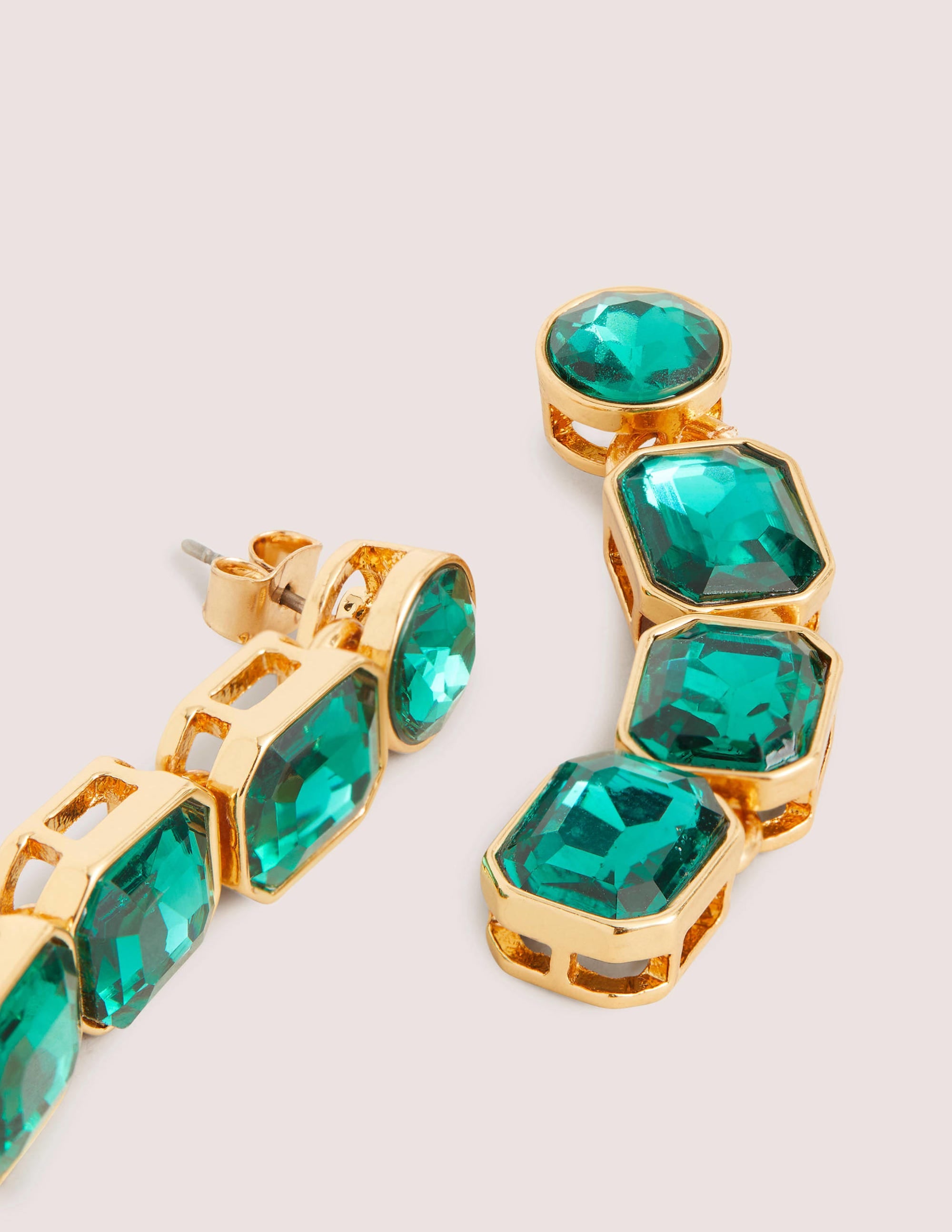 Pendants d'oreilles longs ornementés-Vert - Image 2