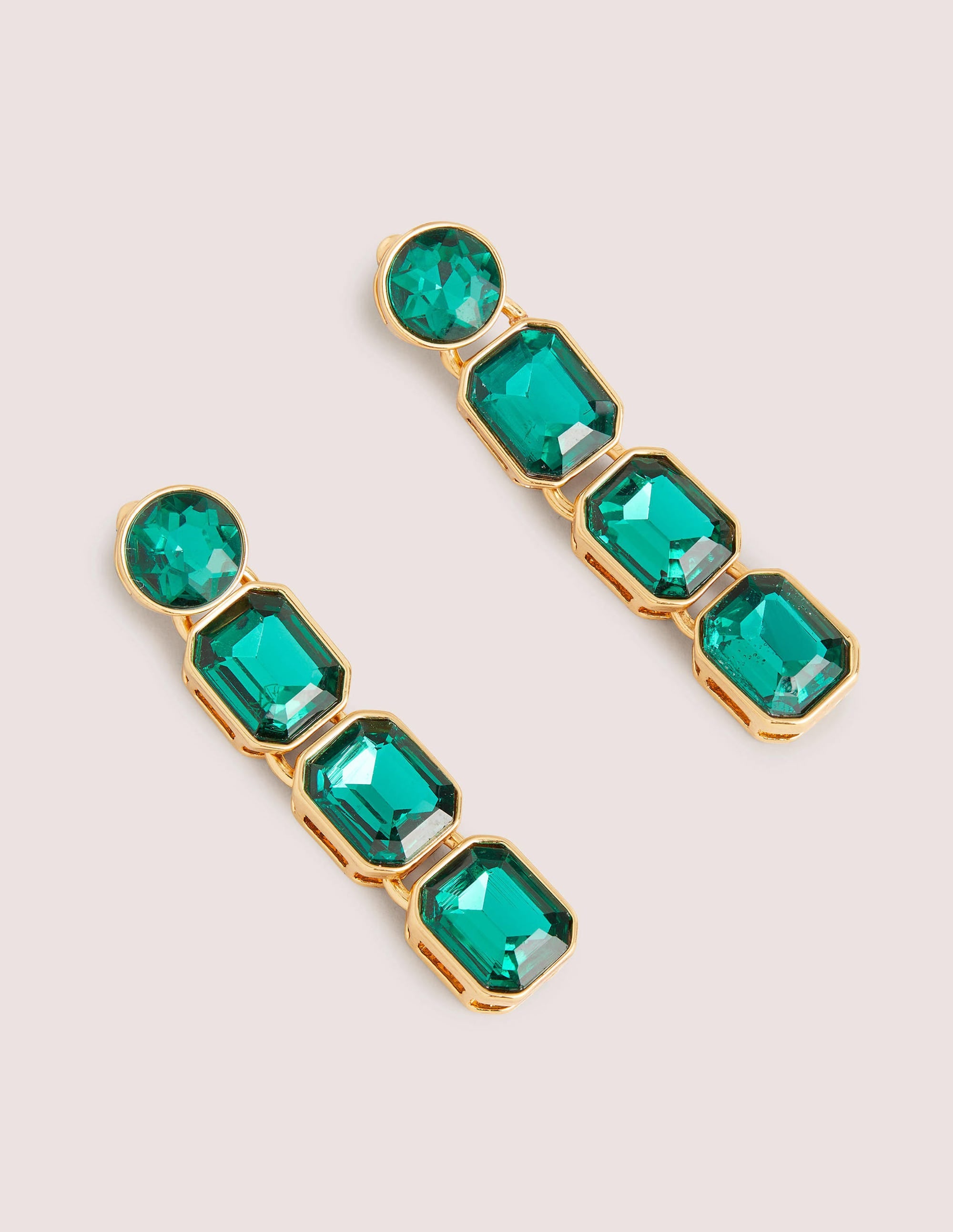 Pendants d'oreilles longs ornementés-Vert - Image 1
