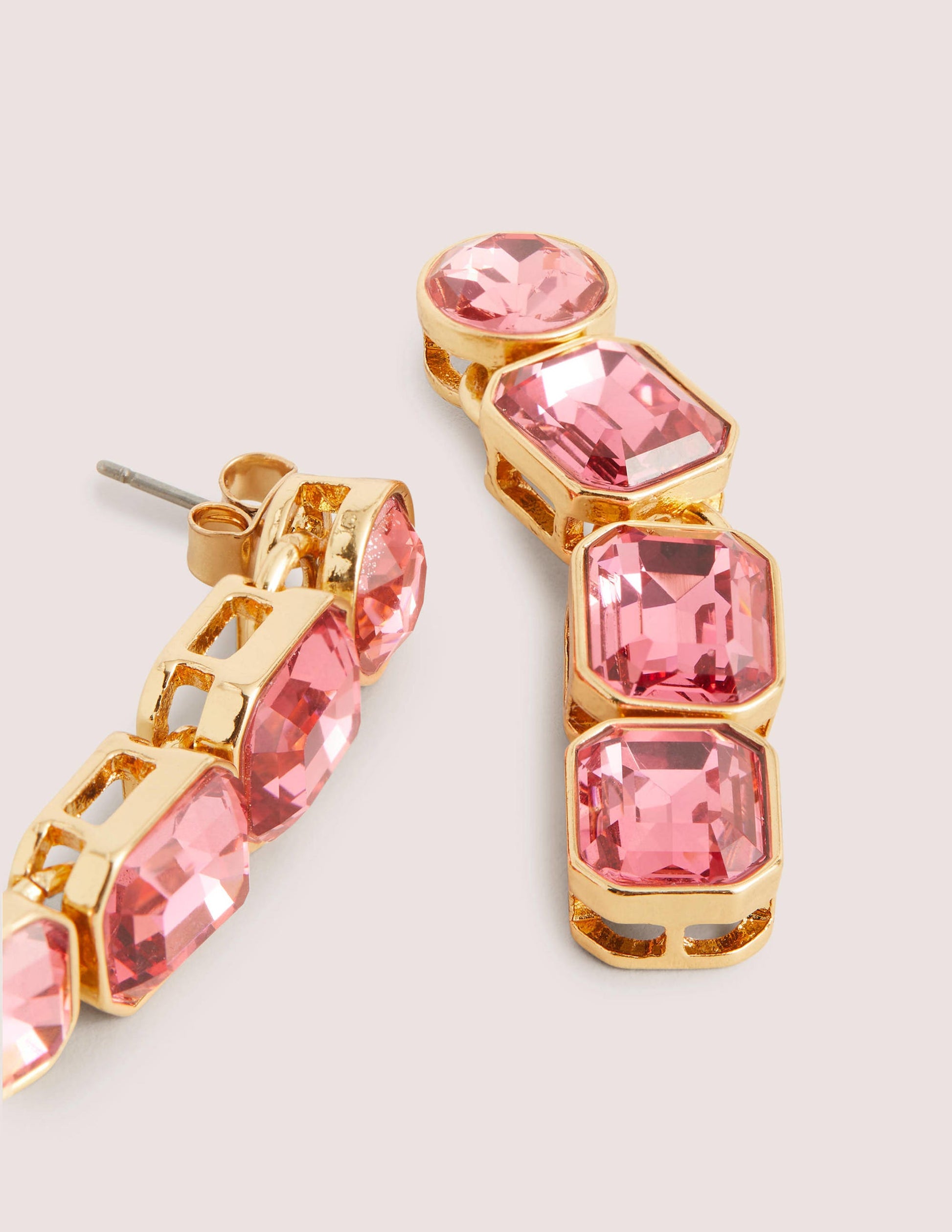Pendants d'oreilles longs ornementés-Rose-2