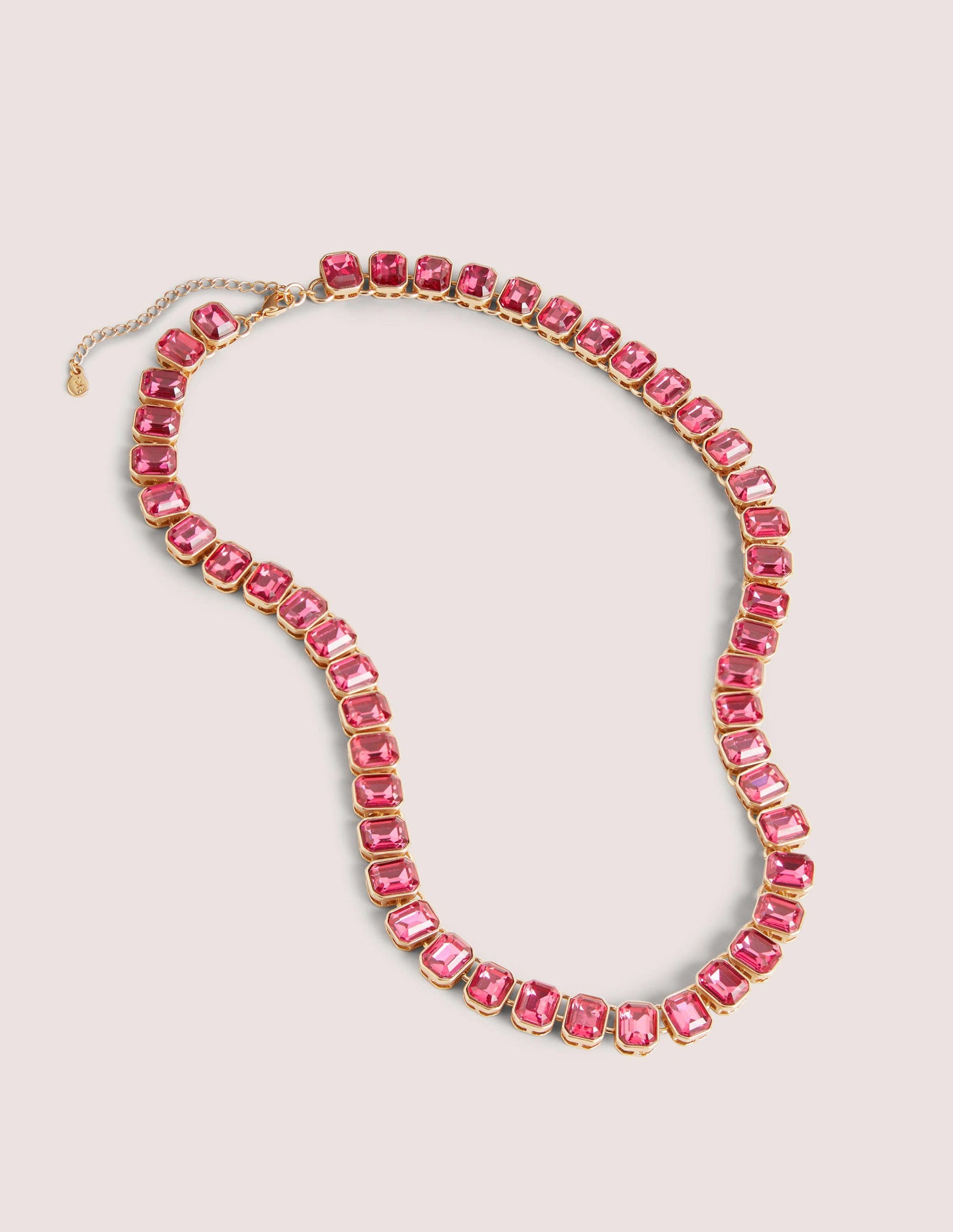 Lange Halskette mit Schmucksteinen-Rosa-1