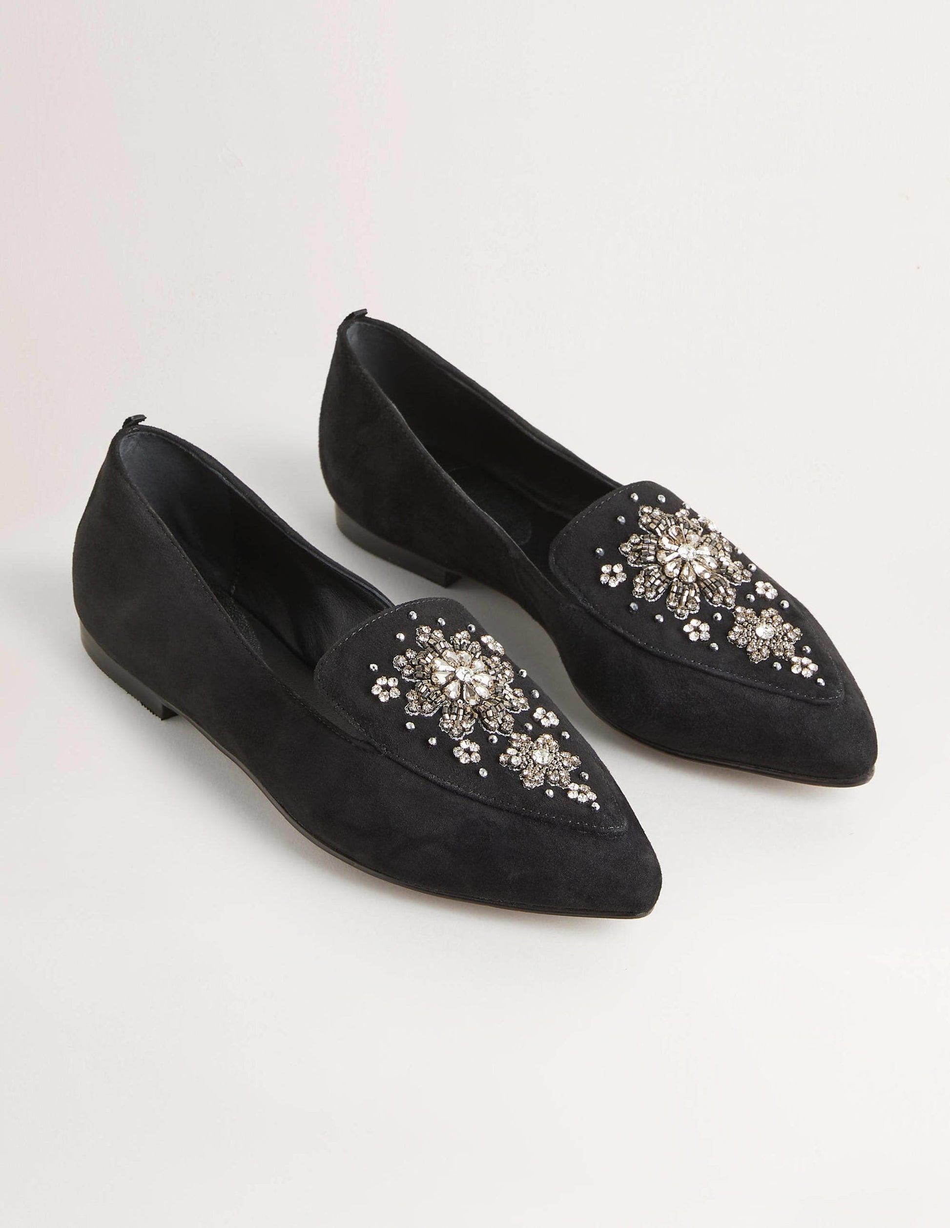 Embellished Suede Loafer-Black-2