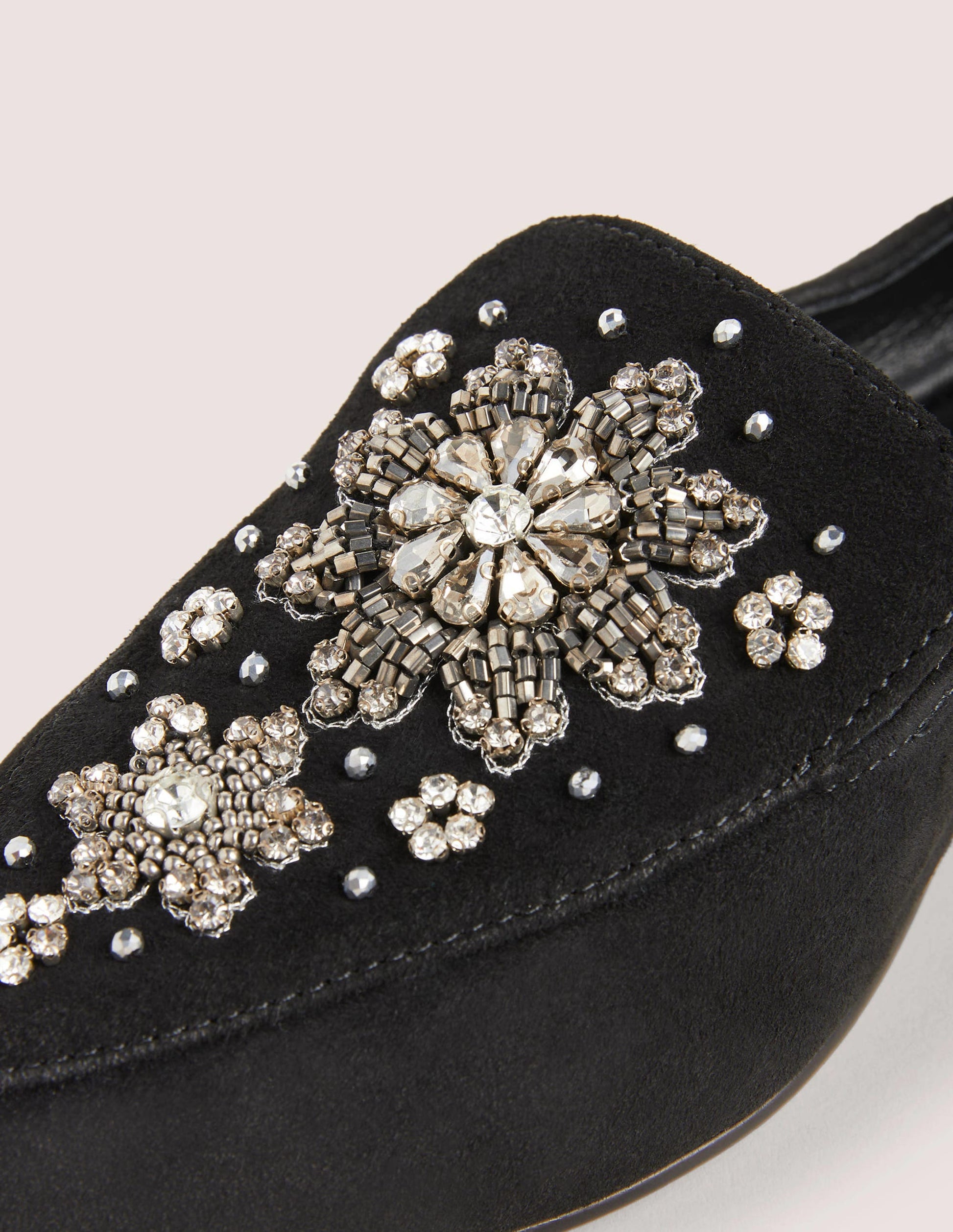 Embellished Suede Loafer-Black-3