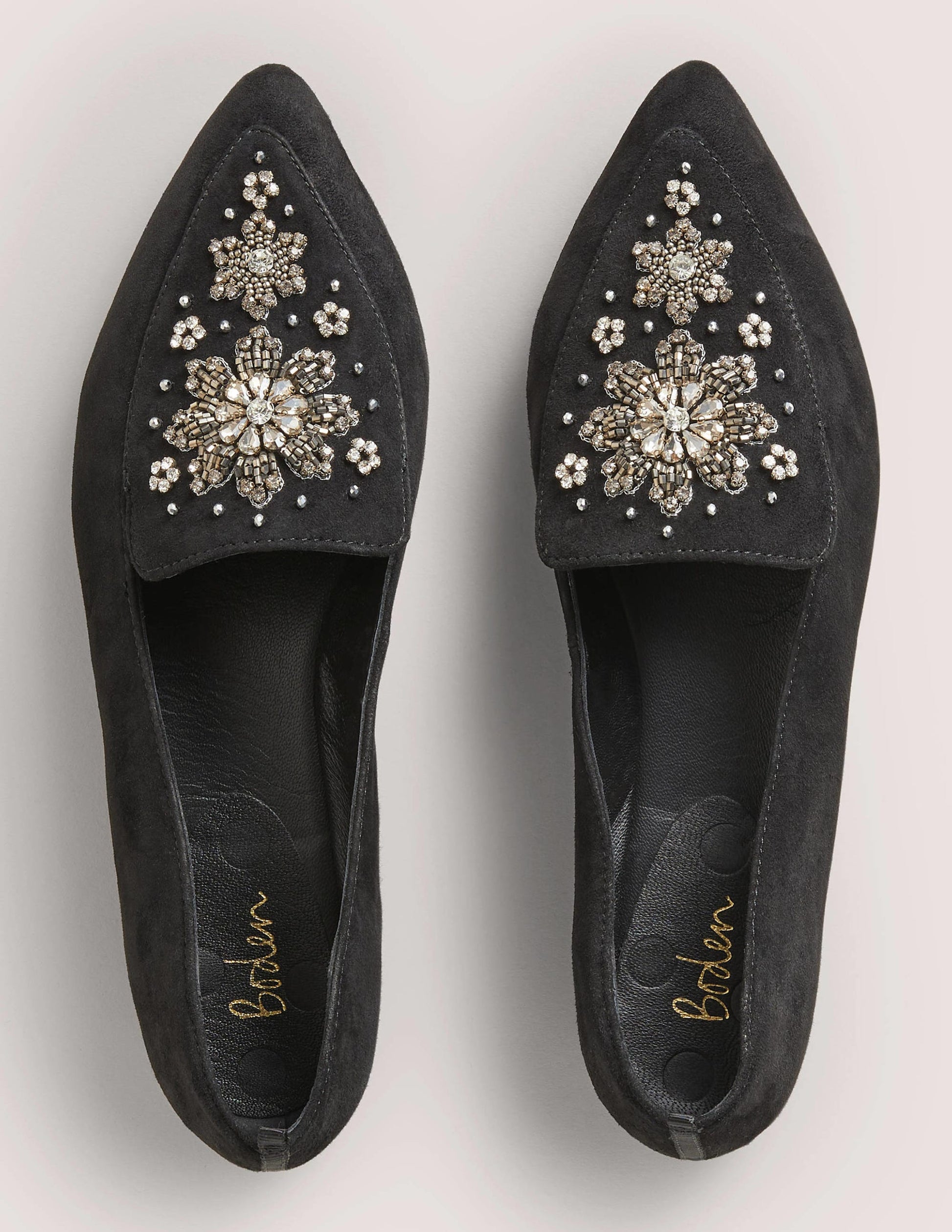 Embellished Suede Loafer-Black-4