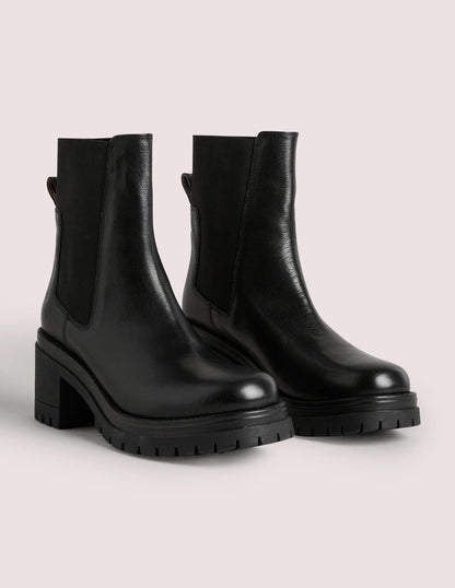 Chelsea-Boots mit breitem Absatz-Schwarz