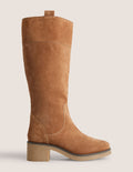 Crepe Sole Knee High Boots-Golden Brown Suede