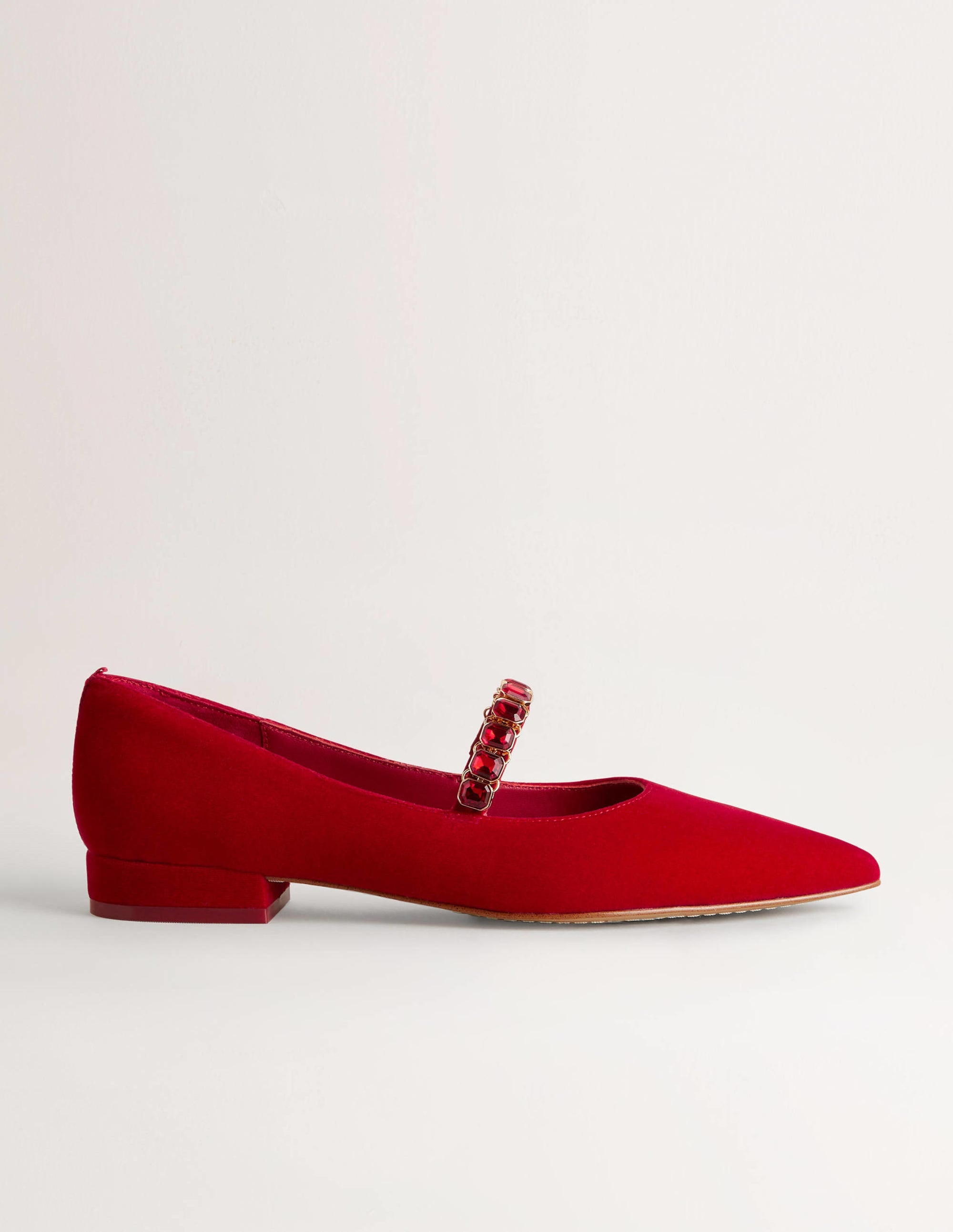 Crystal Strap Mary Jane Shoes-Poinsettia - Image 1