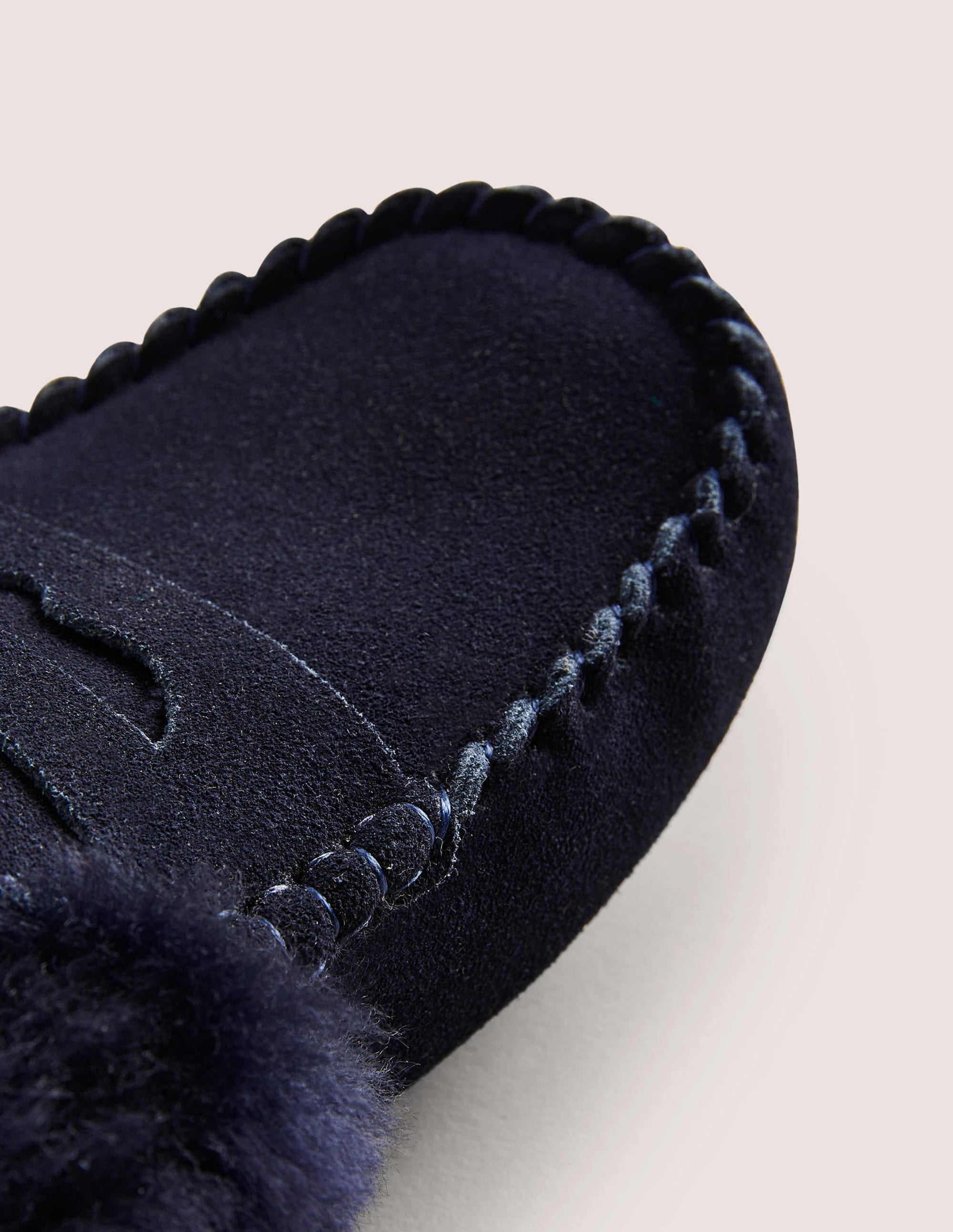 Chaussons façon mocassins-Daim bleu marine - Image 3