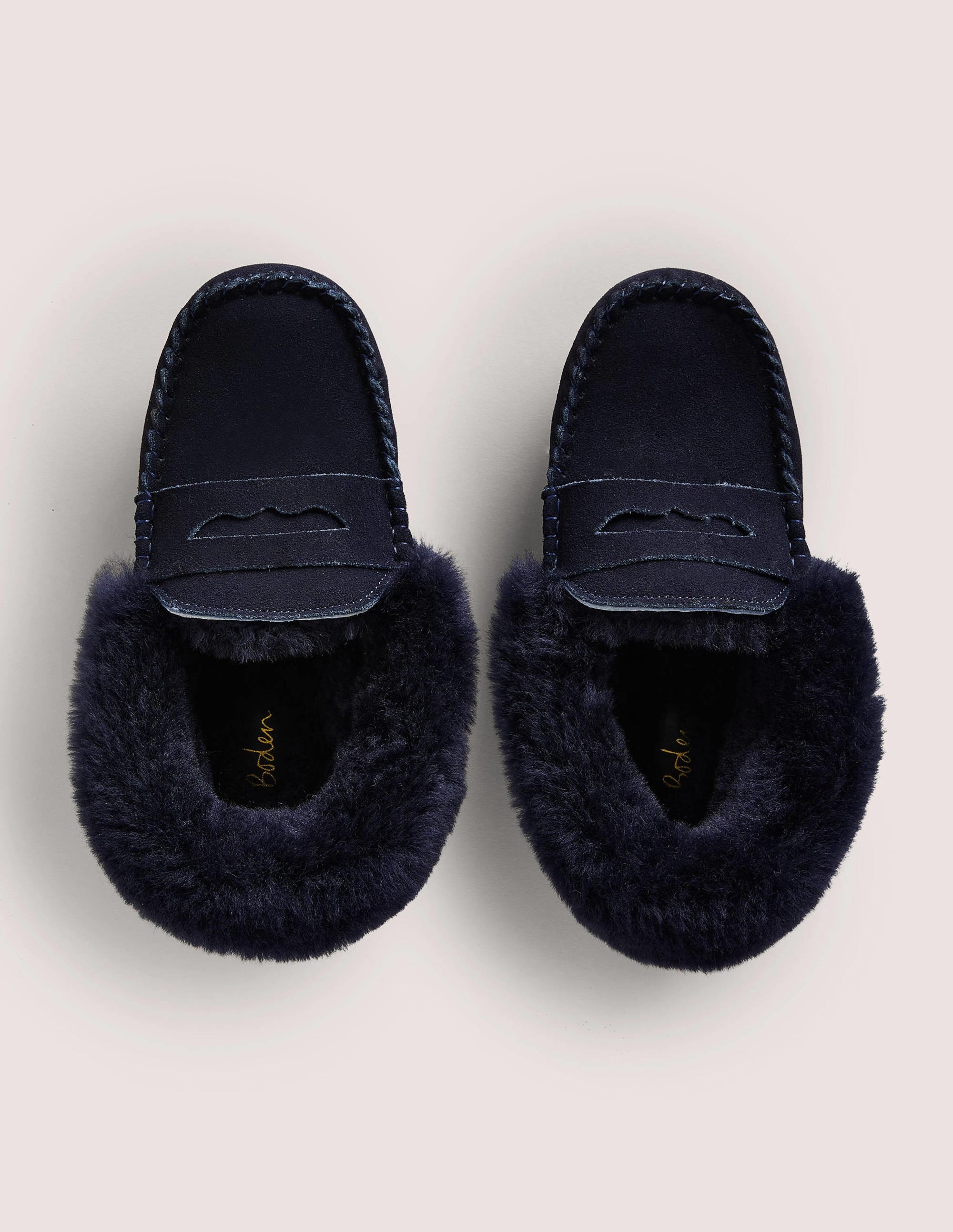 Chaussons façon mocassins-Daim bleu marine - Image 4