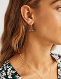 Créoles semi-précieuses avec barre en T-Vert jade