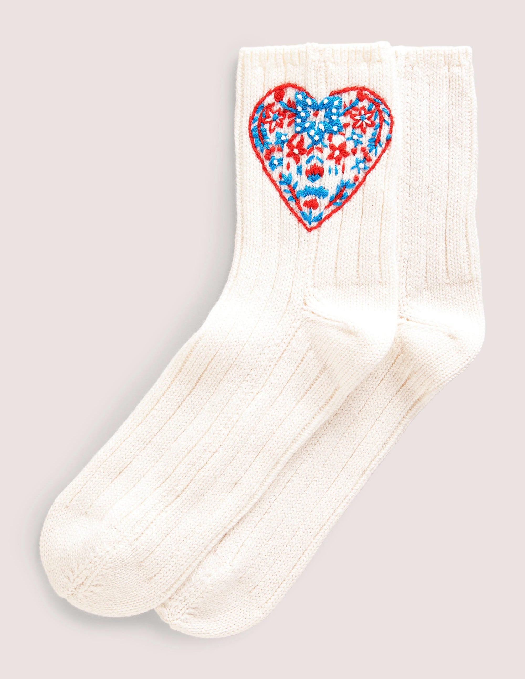 Embroidered Bed Socks-Heart - Image 1