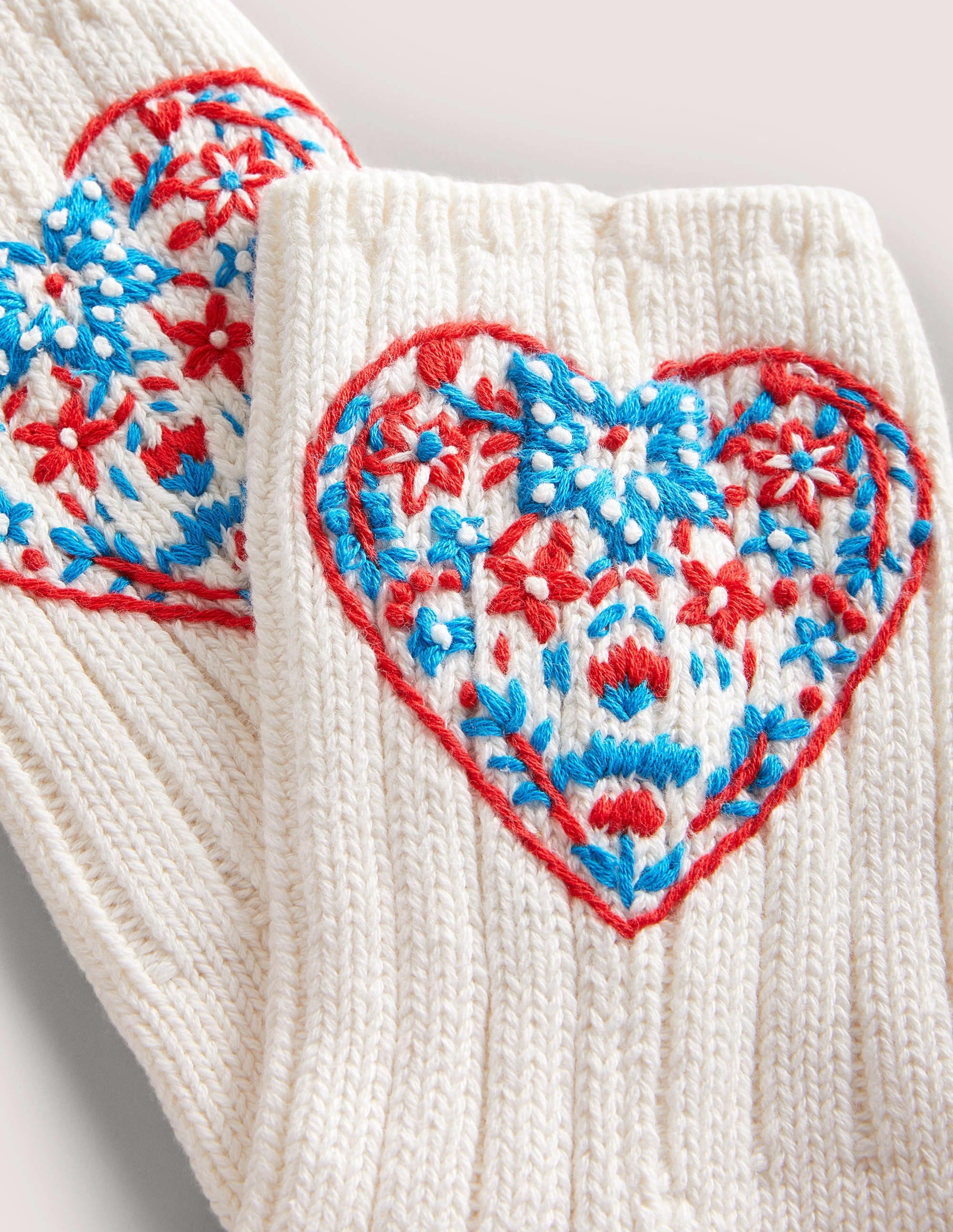 Embroidered Bed Socks-Heart - Image 2