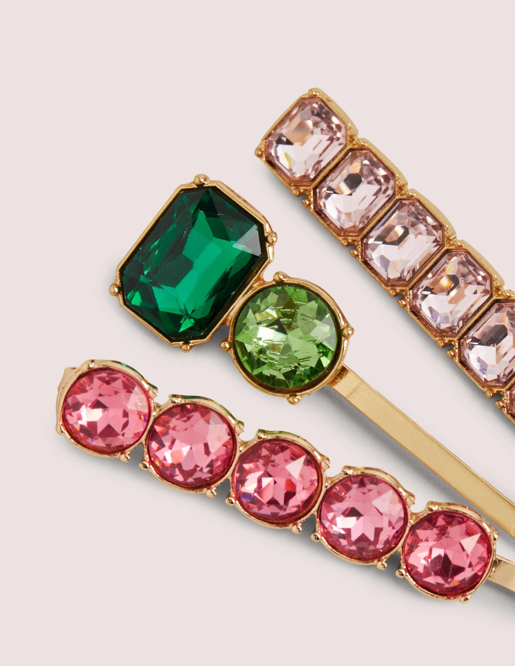 Haarclips mit Schmucksteinen im 3er-Pack-Rosa-3