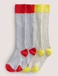 2 Pack Boot Socks-Blue/ Grey Colourblock