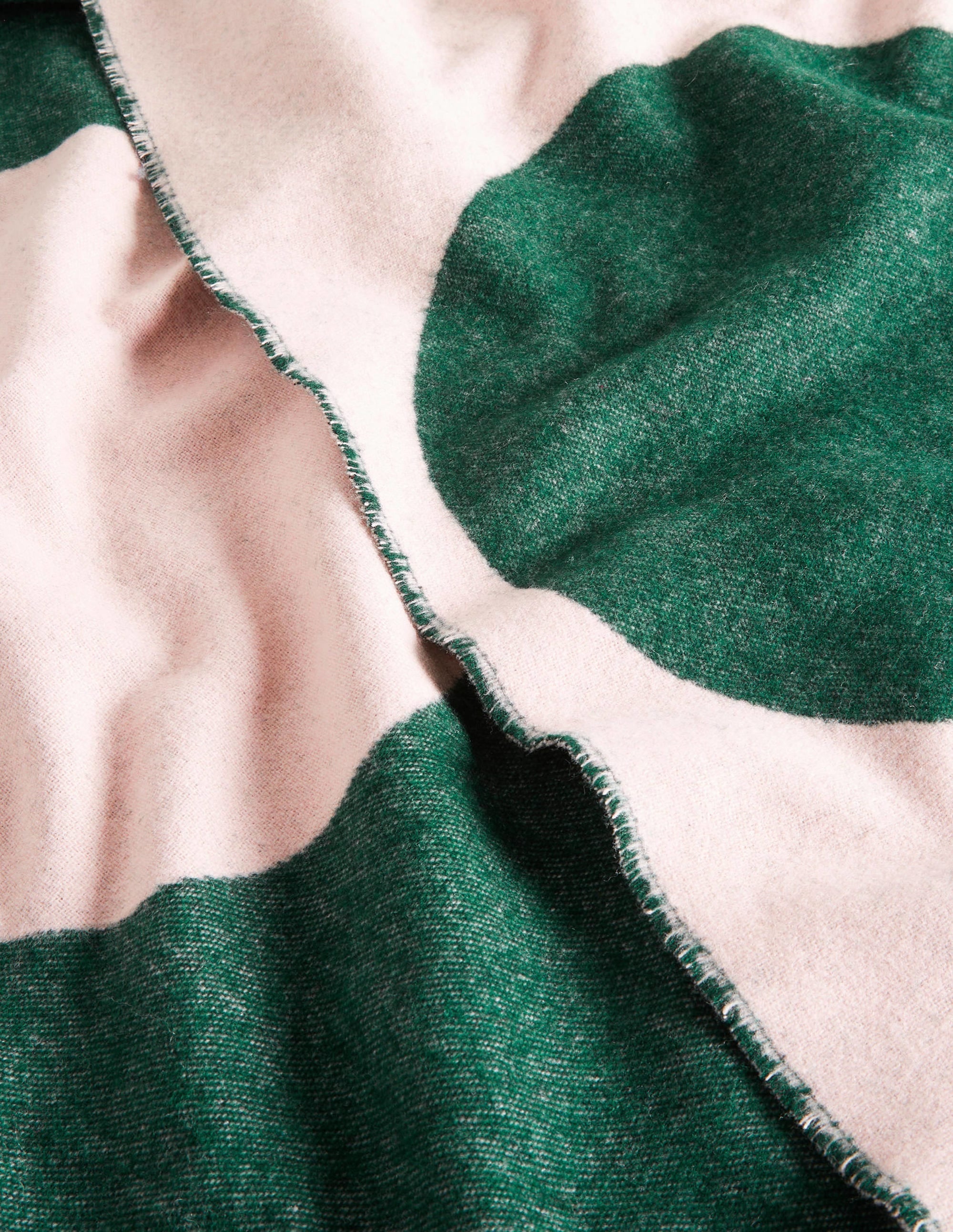 Jacquard-Wolldecke-Grün/Rosa, Getupft - Image 3