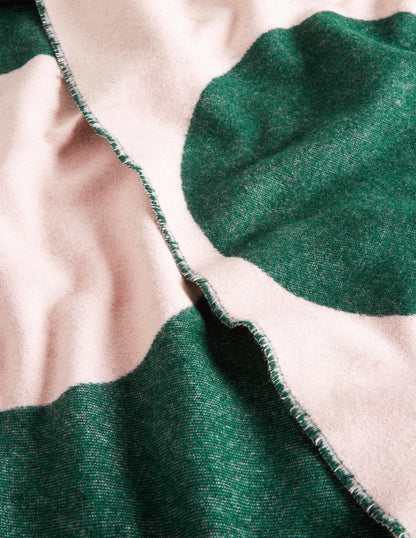 Plaid jacquard en laine-Pois verts/roses-3