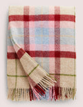 Wool Throw-Grey Marl/ Pink Check