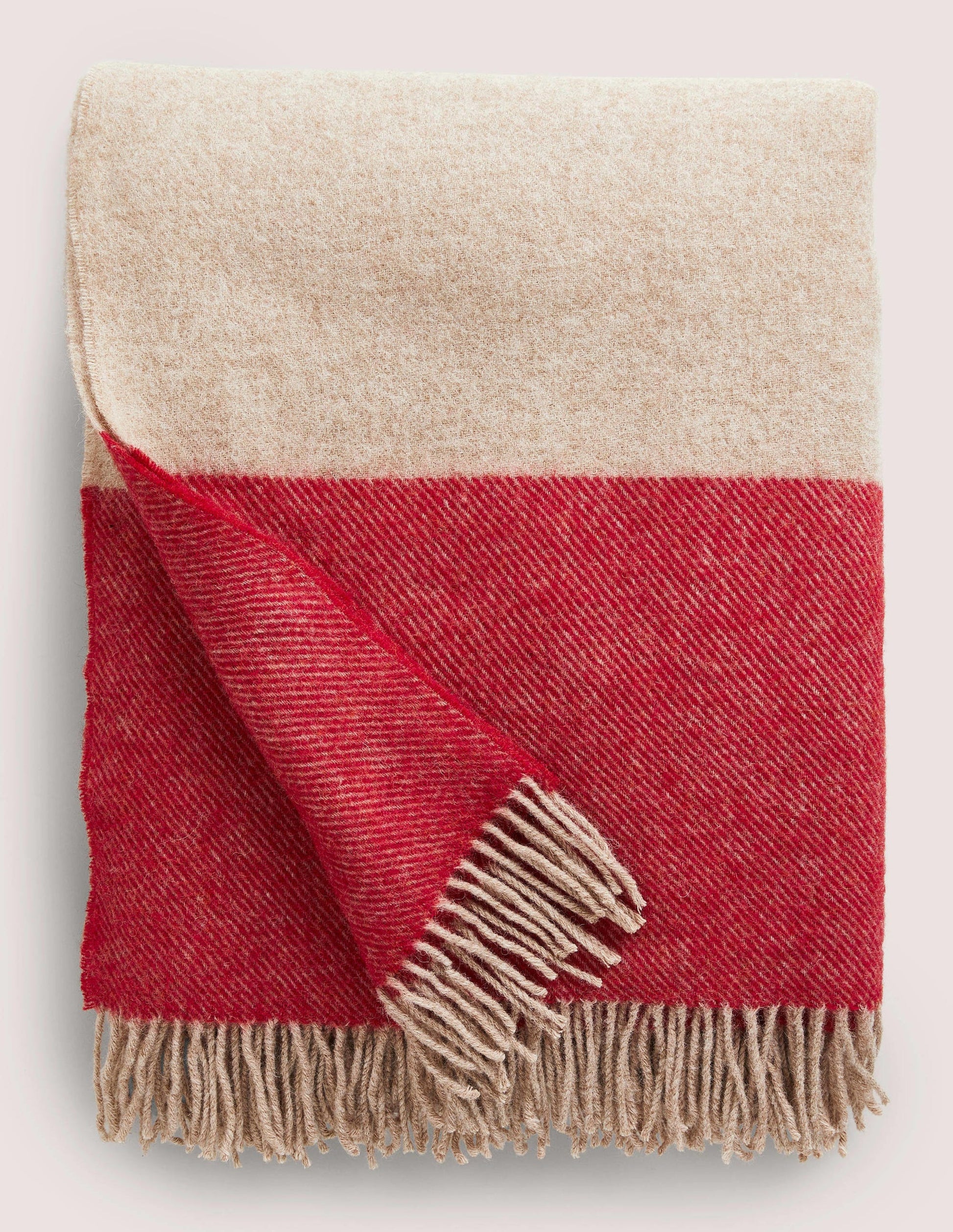 Wool Throw-Red/ Oatmeal-1