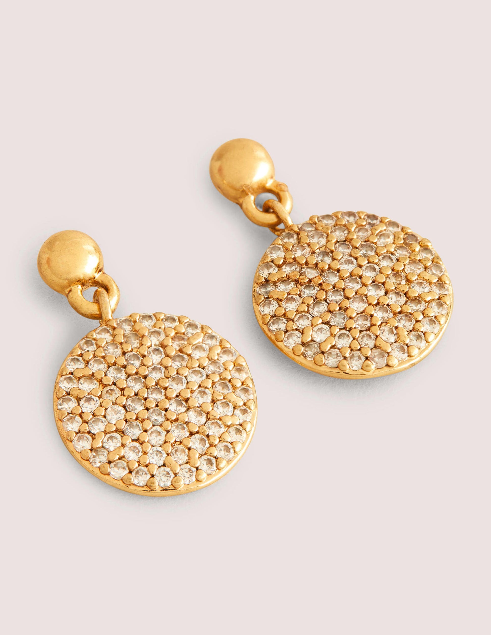 Boucles d'oreilles disques pavées-Doré-2