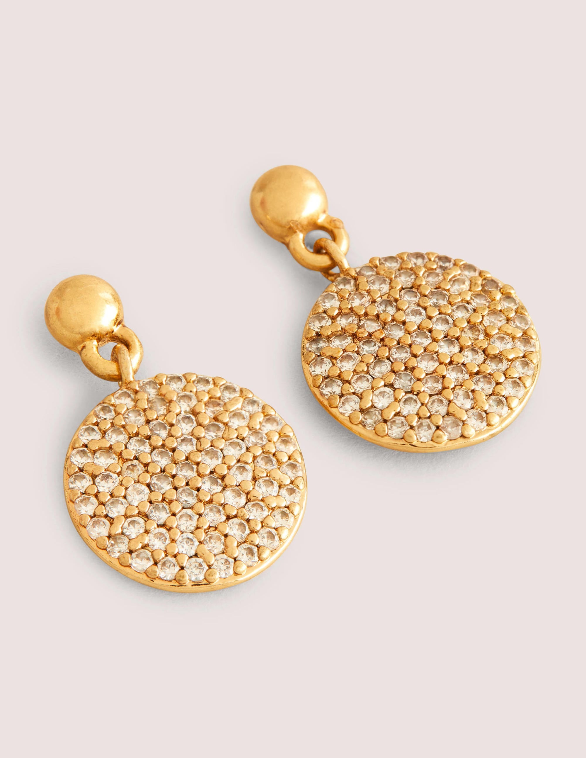 Boucles d'oreilles disques pavées-Doré - Image 2