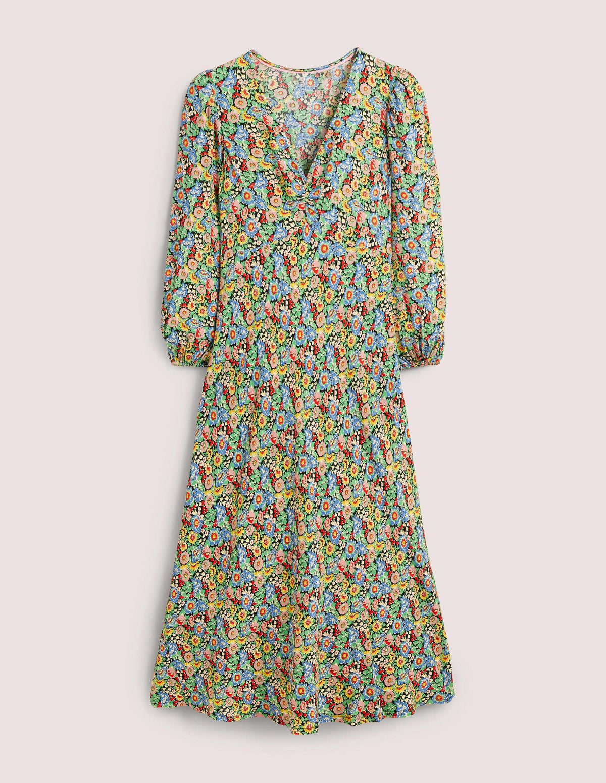 Midikleid in Empire-Form-Bunt, Blumenillusion - Image 5