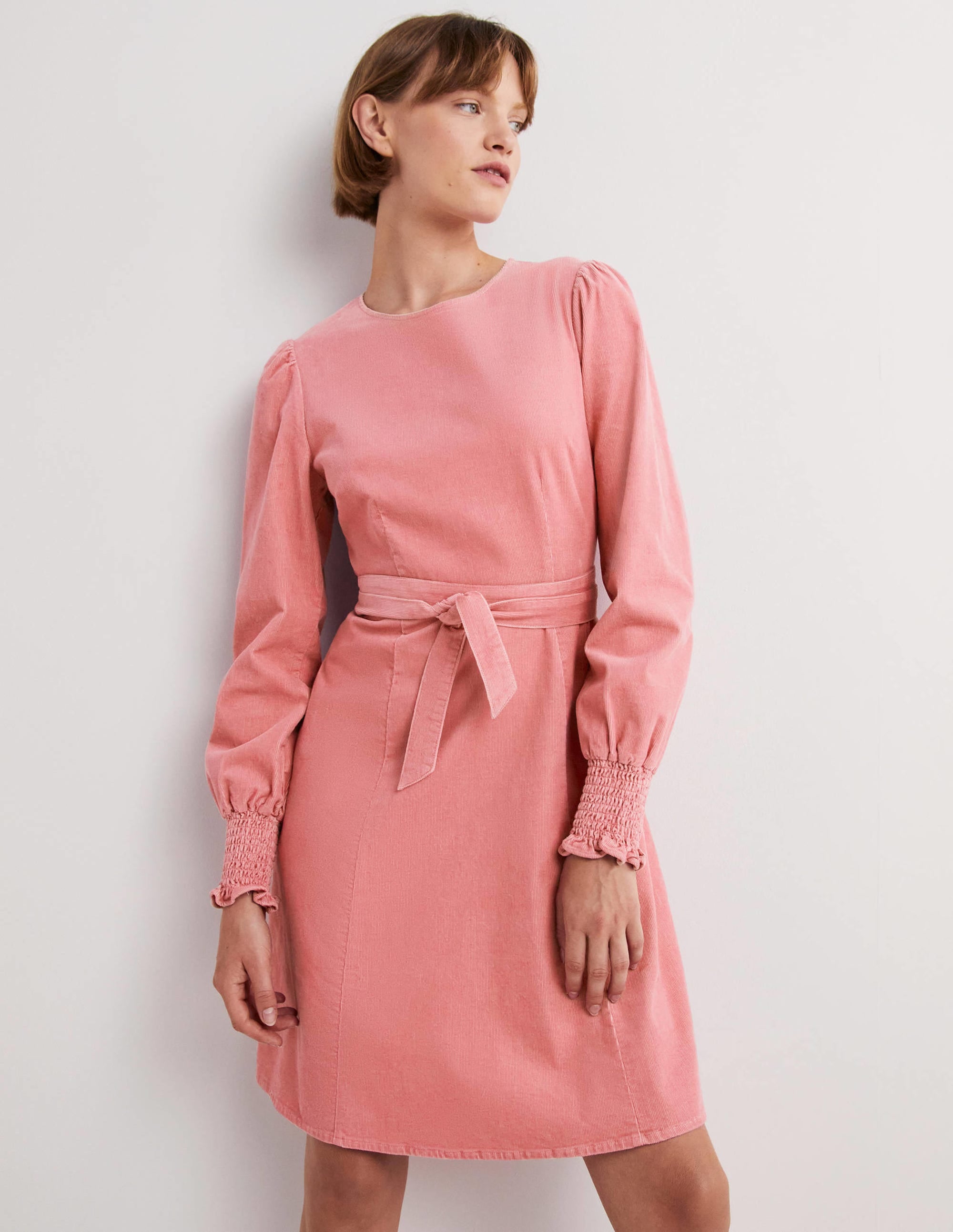 Cordkleid mit gesmokten Bündchen-Wildrose - Image 1