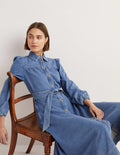Robe-chemise midi en jean-Denim clair